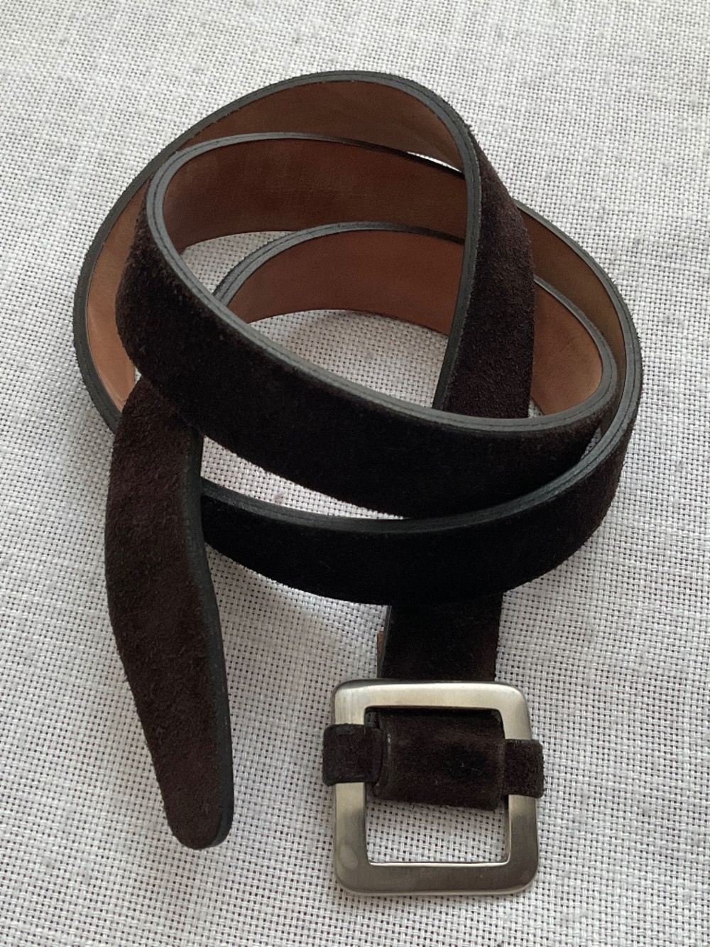 J Crew Quiet Luxury Minimalist Capsule Brown Suede Leather Belt Adjustable NWOT